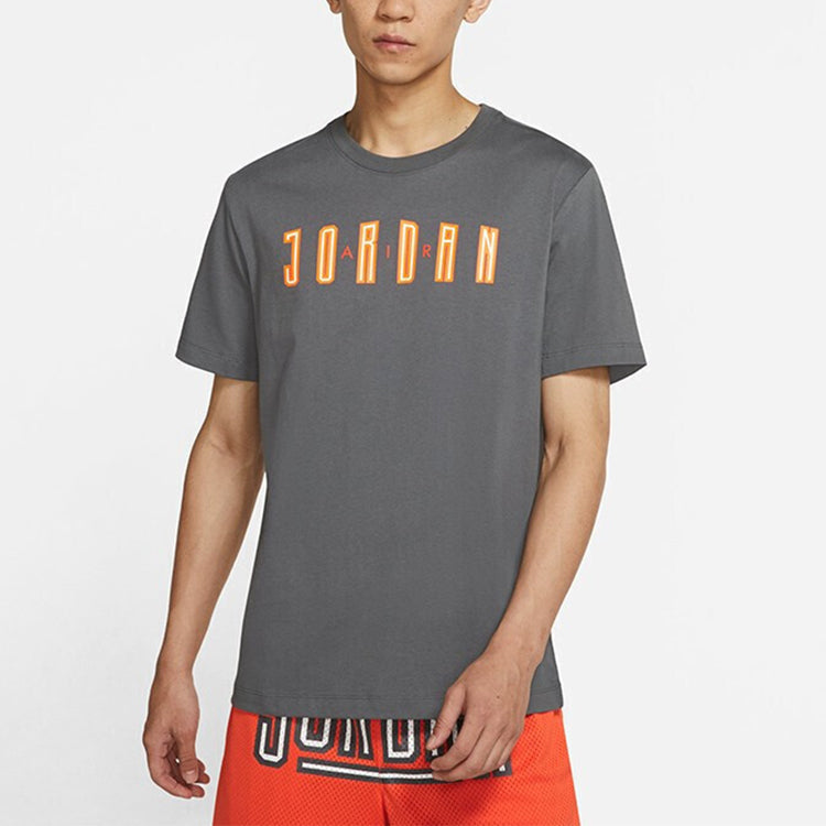 Air Jordan Sport Dna Sports Breathable Printing Casual Short Sleeve Gray DA9909-068