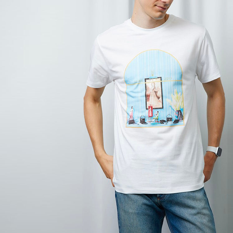Men's LOEWE AW19 Painting Short Sleeve White H6299720SI
