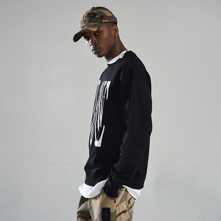 VLONE Staple- Crewneck Classic Printing Round Neck Couple Style Black Green 6941240931645