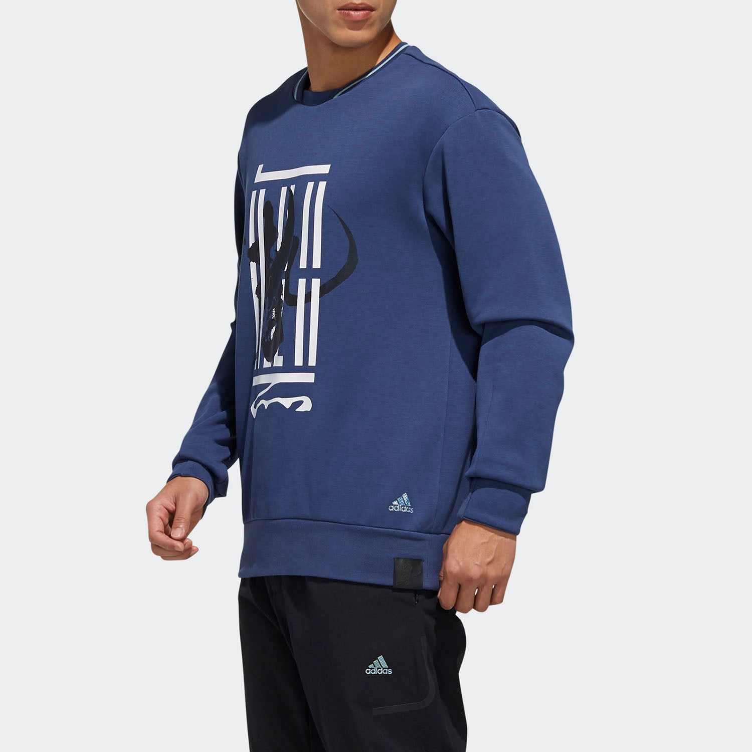 adidas WJ SWT Logo Casual Sports Round Neck Pullover Blue FM9346