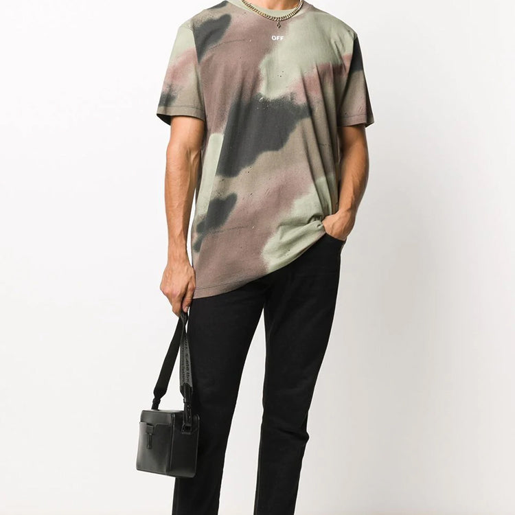 Off-White Camouflage Print Stencil Short Sleeve OMAA027E20JER0076001