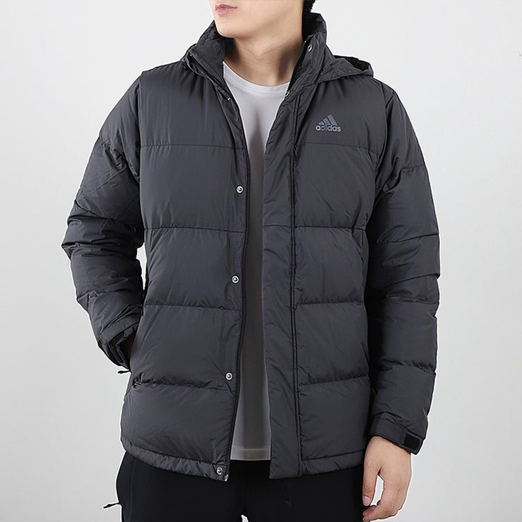 adidas Logo Print Casual Warm Sport Down Jacket Male Black GF0060