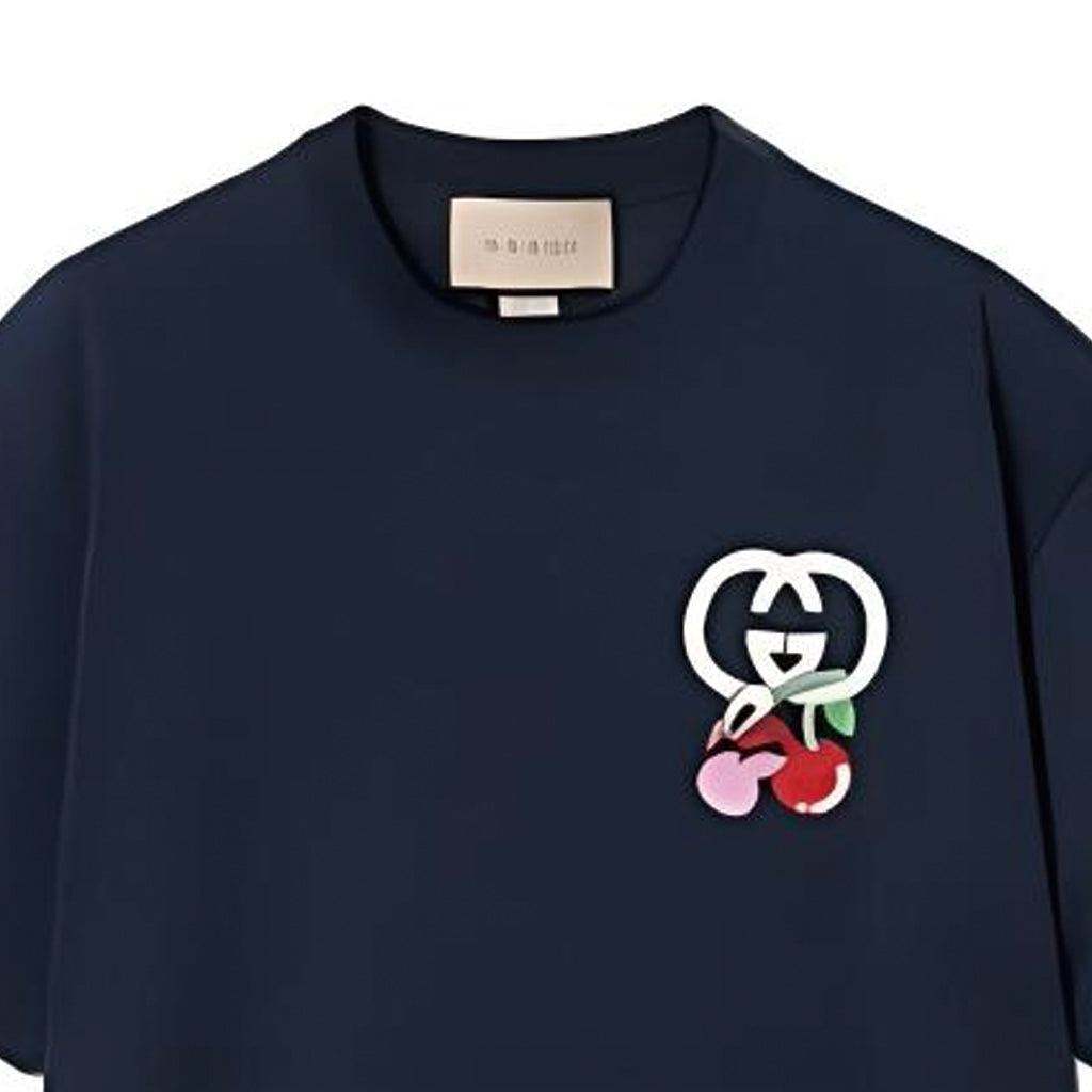 (WMNS) Gucci Cotton Jersey T-Shirt With Patch 'Navy' 776596-XJGHK-4215
