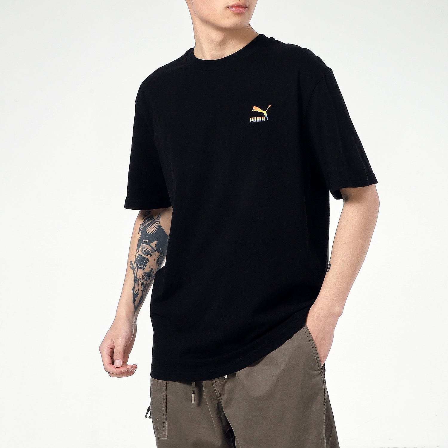 PUMA Rainbow Logo Tee 'Black' 534095-01