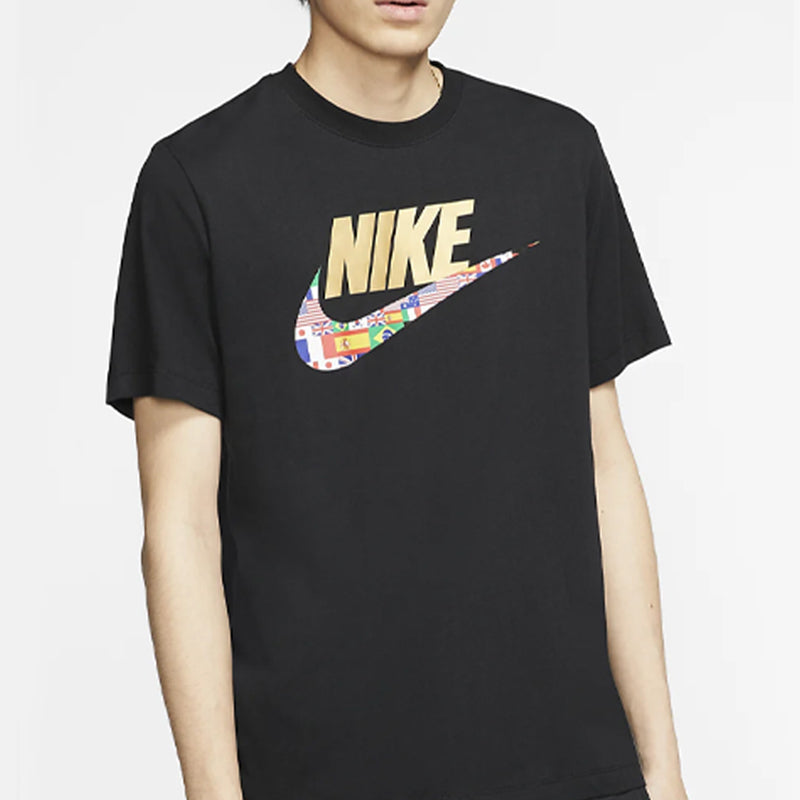 Nike Sportswear Classic National Flag Logo Printing Short Sleeve Black CT6551-010