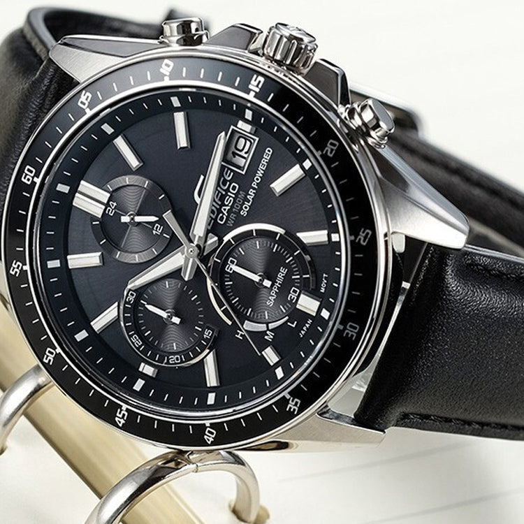 CASIO EDIFICE Waterproof Sapphire Crystal Solar Powered Mens Black Analog EFS-S510L-1AVUPR