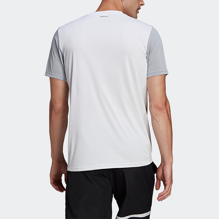 adidas Colorblock Logo Sports Training Short Sleeve Gray White HB9081
