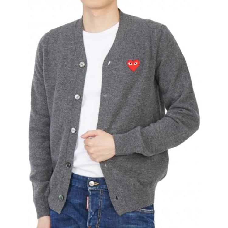 COMME des GARCONS PLAY Cardigan Red Emblem 'Grey' AZ-N008-051-3