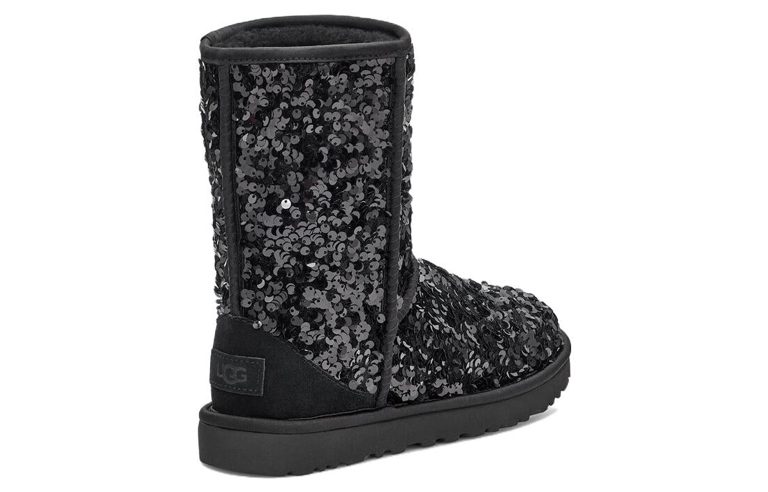 (WMNS) UGG Classic Short 'Sequin Black Grey' 1130650-BLK