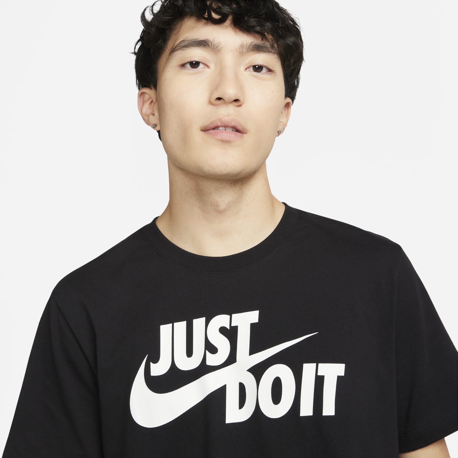 Nike Just Do It Swoosh T-shirt Asia Sizing 'Black White' AR5007-011