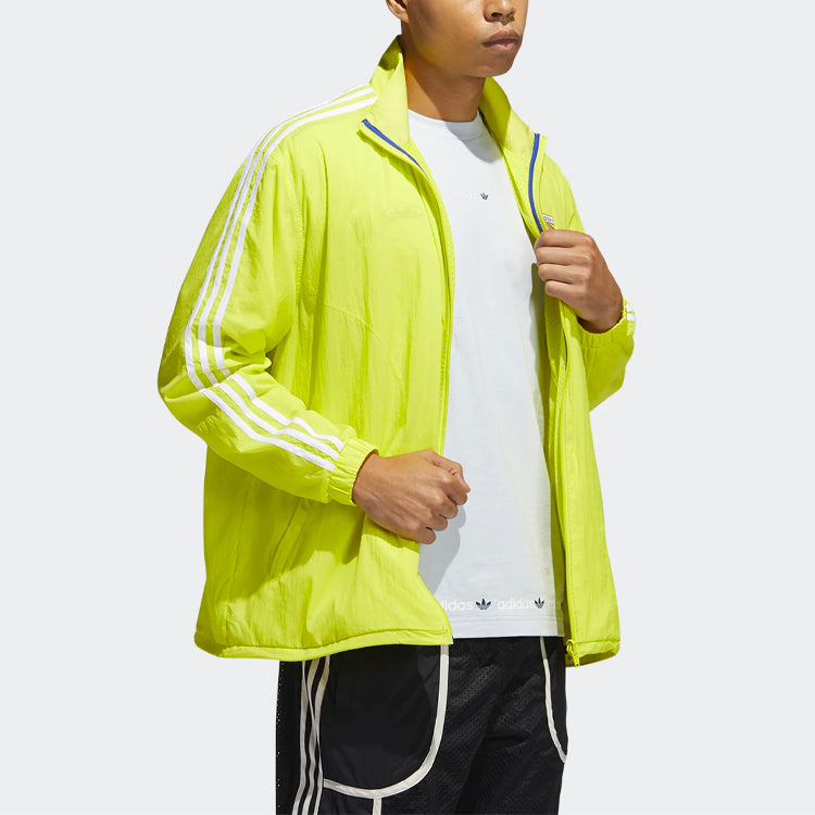adidas originals Reverse Tt Casual Sports Reversible Stand Collar Zipper Jacket Yellow Green GN3818