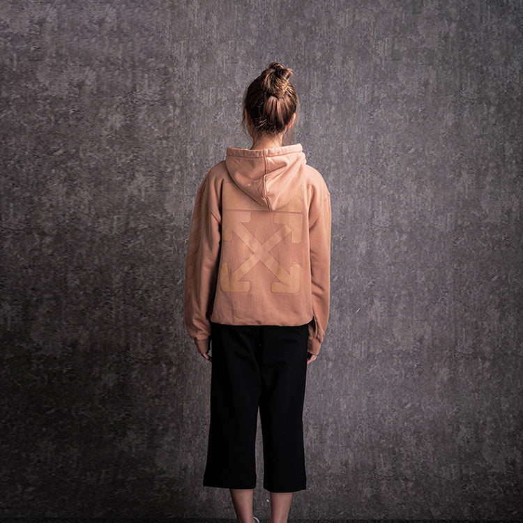 (WMNS) Off-White Hooded Cotton Slim Fit Pink Hoodie OWBB032E19F300960303