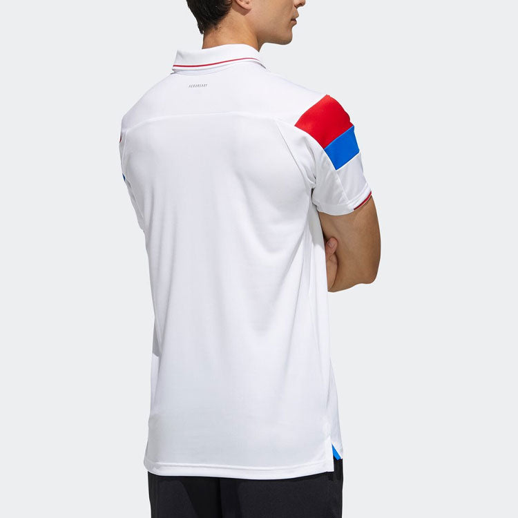 adidas Colorblock Tennis Sports Short Sleeve Polo Shirt White FK1406