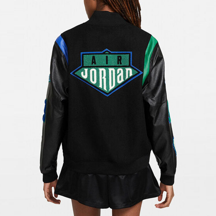 (WMNS) Air Jordan x Aleali May Stand-up Collar Baseball Jacket Black DC2435-010