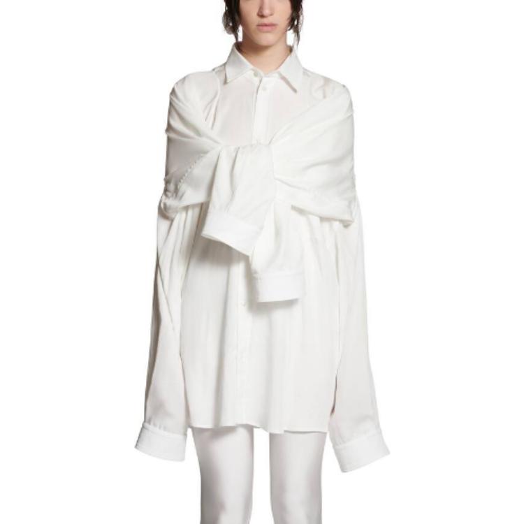 (WMNS) Balenciaga Knotted Sleeves Shirt Oversized 'White' 768553TPO359000