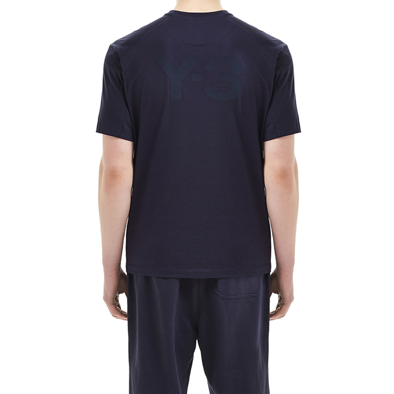 Men's Y-3 Basic Back Logo Casual Short Sleeve Navy Blue FN3350