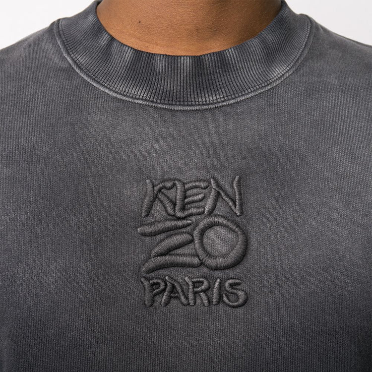 Men's KENZO Embroidered Alphabet Stand Collar Pullover Black FA5-5SW510-4MS-99