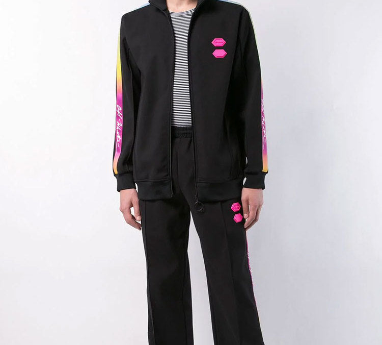 Off-White Rubber Retro Zipper Jacket Black OMBD009R198200211000