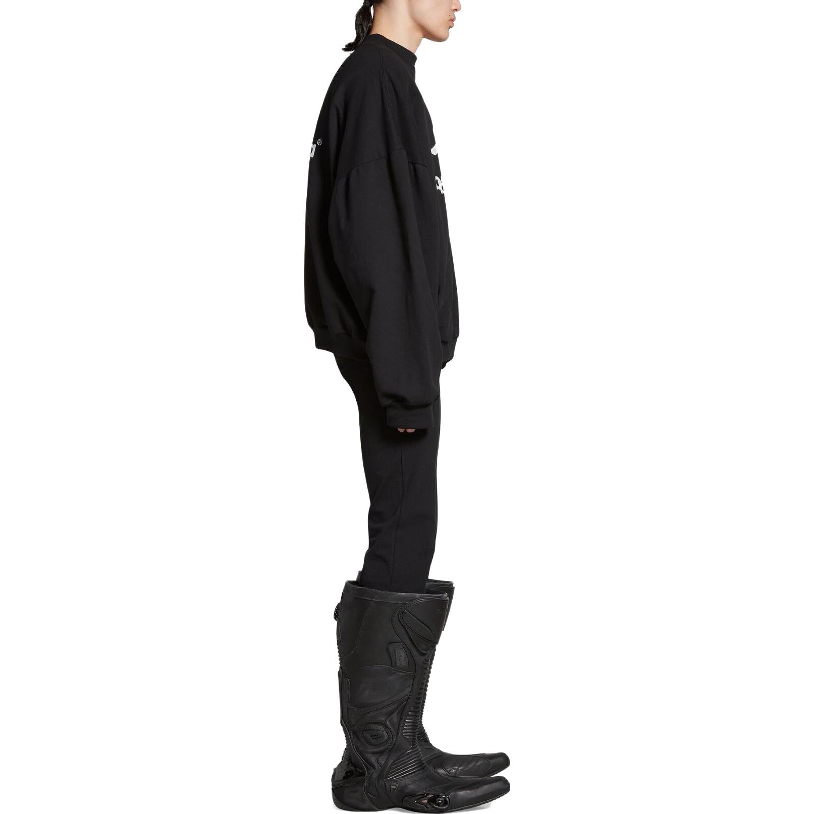 Balenciaga Layered Sports Round Sweatshirt 'Black White' 767860TPVF31070