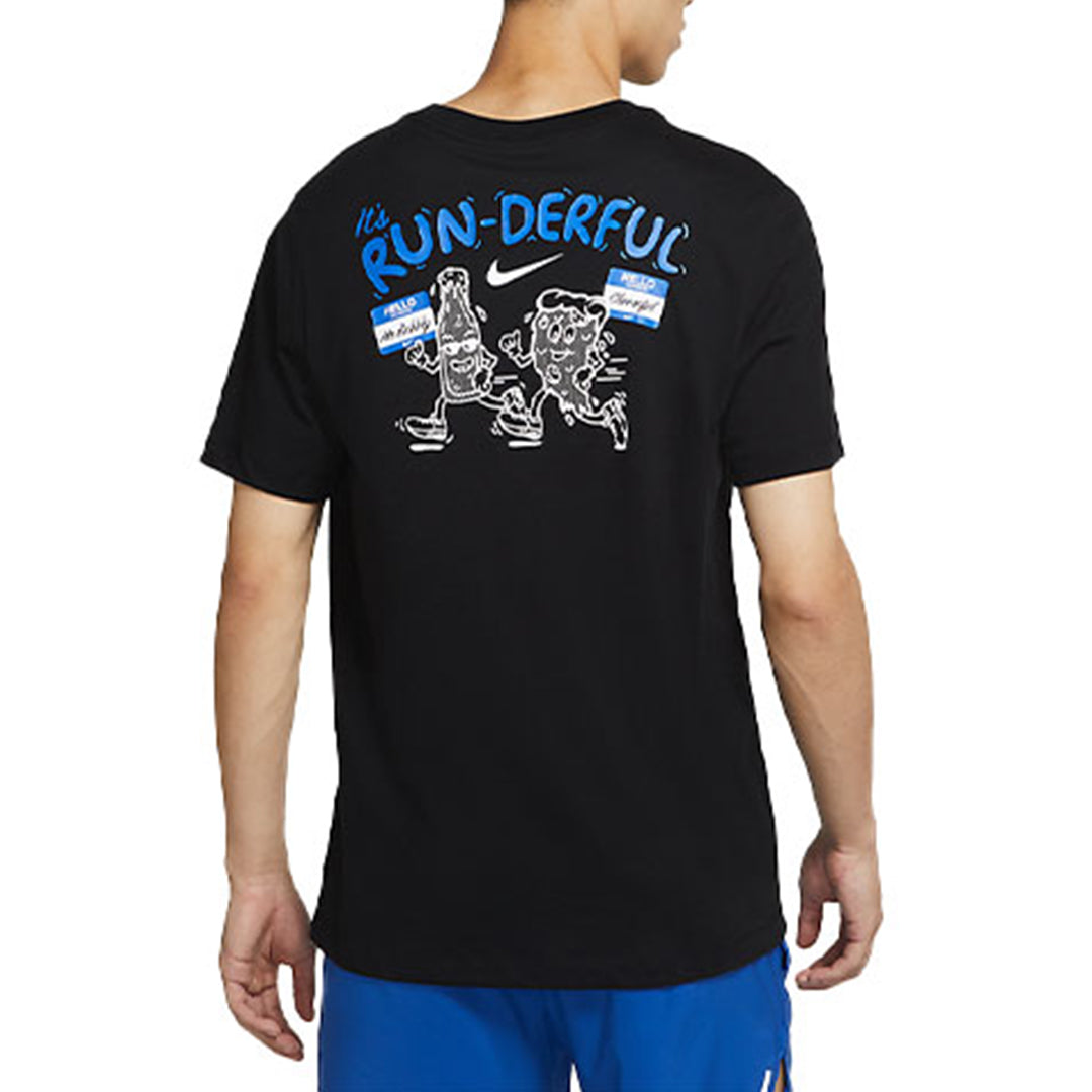 Nike Dri-FIT Back Cartoon Alphabet Pattern Printing Round Neck Breathable Running Short Sleeve Black DO0771-010