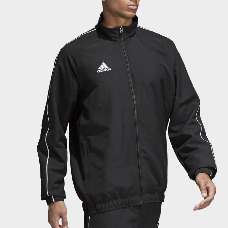 Men's adidas Logo Printing Solid Color Casual Sports Jacket Black CE9042