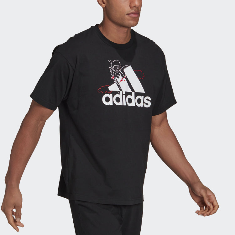 adidas U Vday T Athleisure Casual Sports Printing Pattern Short Sleeve Couple Style Black GV2911