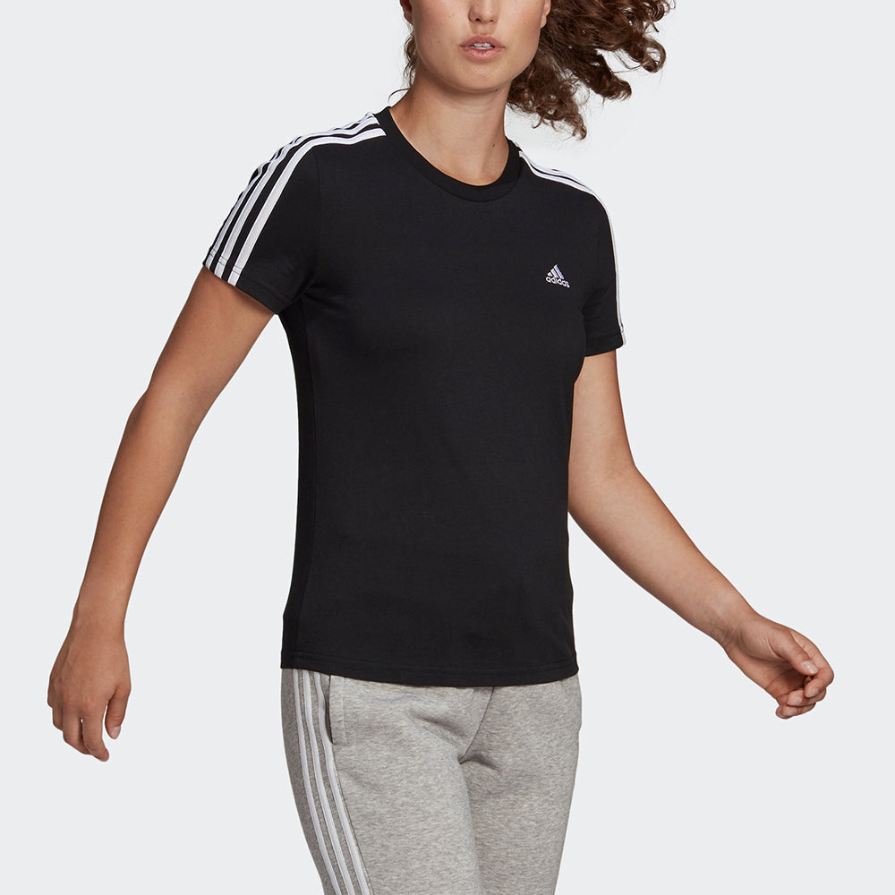 (WMNS) adidas W 3s T Sports Round Neck Short Sleeve Black T-Shirt GL0784