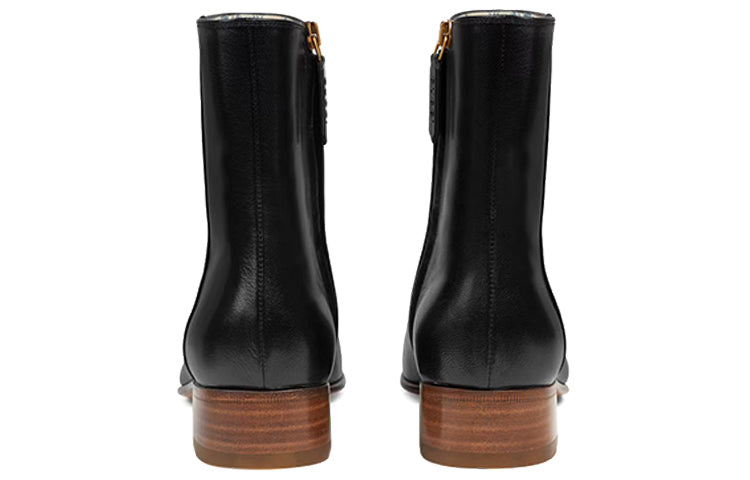 (WMNS) Gucci Goatskin Hills Logo Ankle Boots 'Black' 658949-D3V00-1000