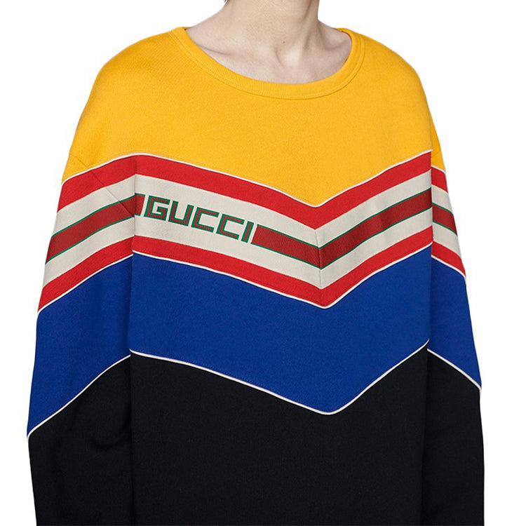 Gucci MENS Cotton Multicolor Striped Pullover Long Sleeve Black 560495-XJATN-1074