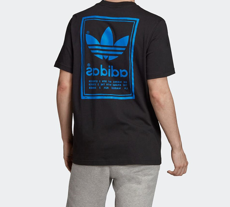 adidas originals Classic Logo Sports Round Neck Short Sleeve Black ED6918