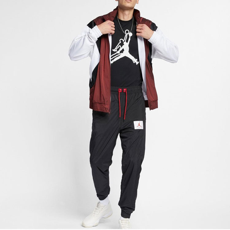 Air Jordan FLIGHT WARM-UP Jacket Logo Brown White Colorblock 'Brown White' AO0556-687