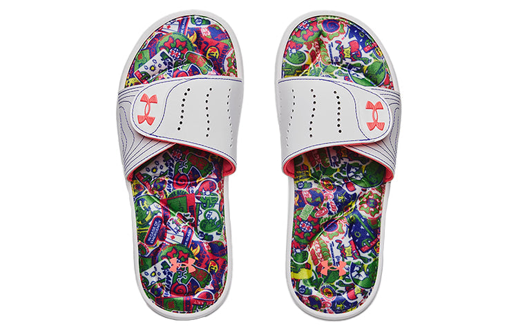 (WMNS) Under Armour Ignite 6 Graphic Footbed Slide 'White Blitz Red' 3023767-108