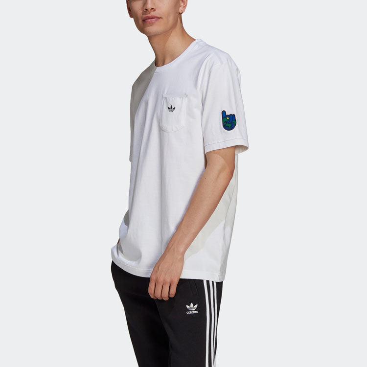 adidas originals Artist Tee Ss Funny Printing Sports Round Neck Short Sleeve White HA4691