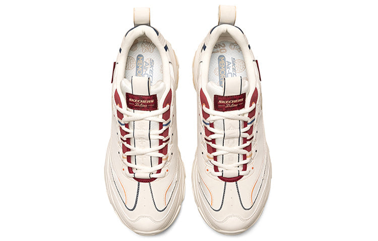 Skechers D lites Low-Top Running Shoes Beige/Red 666169-WHT