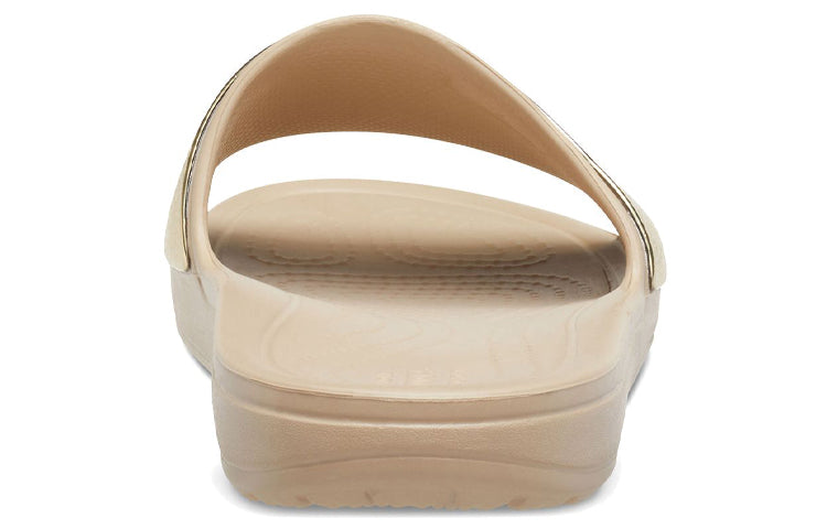 (WMNS) Crocs Sloane Shine Low Slide Minimalistic Casual Flat Brown Gold Color Slippers 'Brown Gold' 206921-212