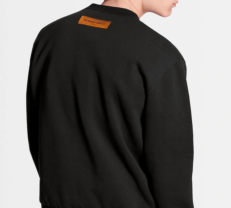 LOUIS VUITTON LV Rivet Print Logo Round Neck Pullover Sweater For Men Black 1A84LS