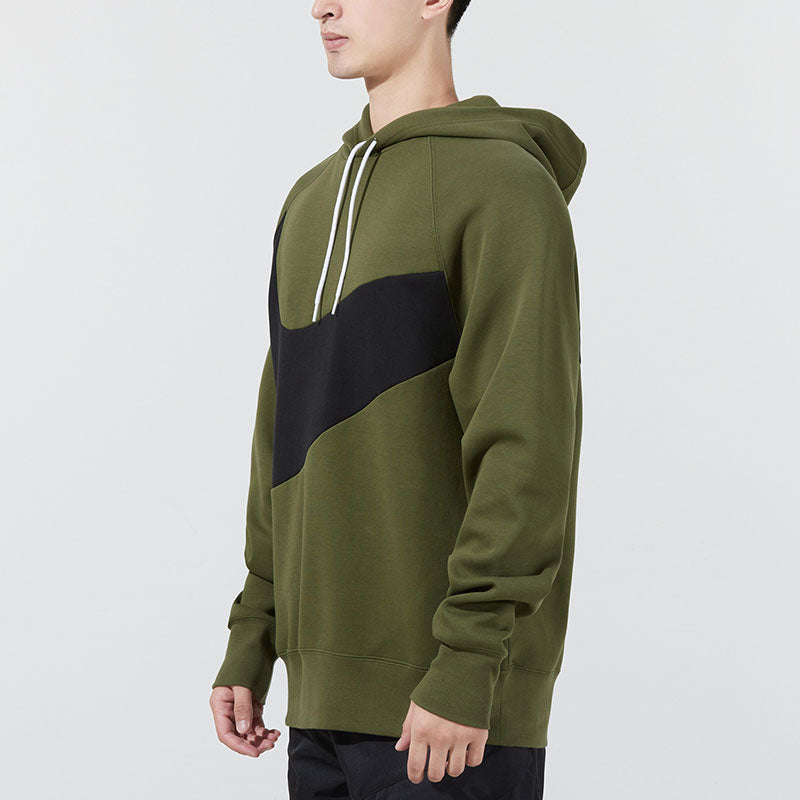 Men's Nike Sportswear Swoosh Tech Fleece Contrasting Colors Large Logo Printing Sports Military Green DD8223-326