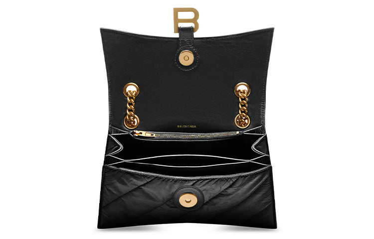 (WMNS) Balenciaga Crush Small Chain Bag Quilted 'Black' 716351210J11000