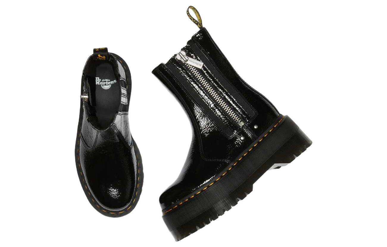 (WMNS) Dr. Martens 2976 Max Distressed Patent Chelsea Platform Boots 'Black' 27796001