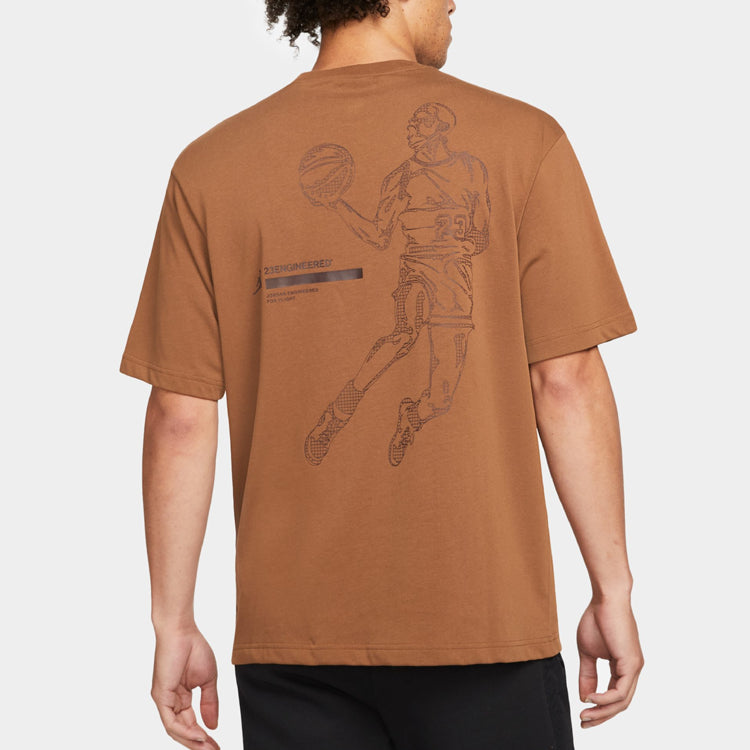 Air Jordan 23 Engineered Basketball Sports Printing Round Neck Short Sleeve Brown DC9769-204