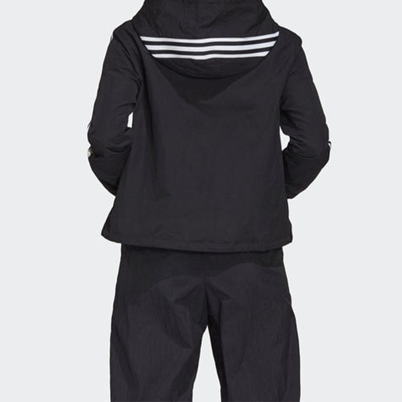 (WMNS) adidas originals Striped Print Sports Hooded Jacket Black FU1731