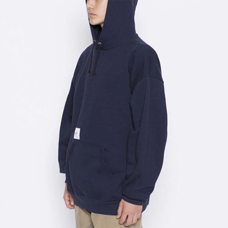 WTAPS Dawn. Design Hooded Sweatshirt. Copo Letters Printed Unisex Navy Blue 201ATDT-CSM18