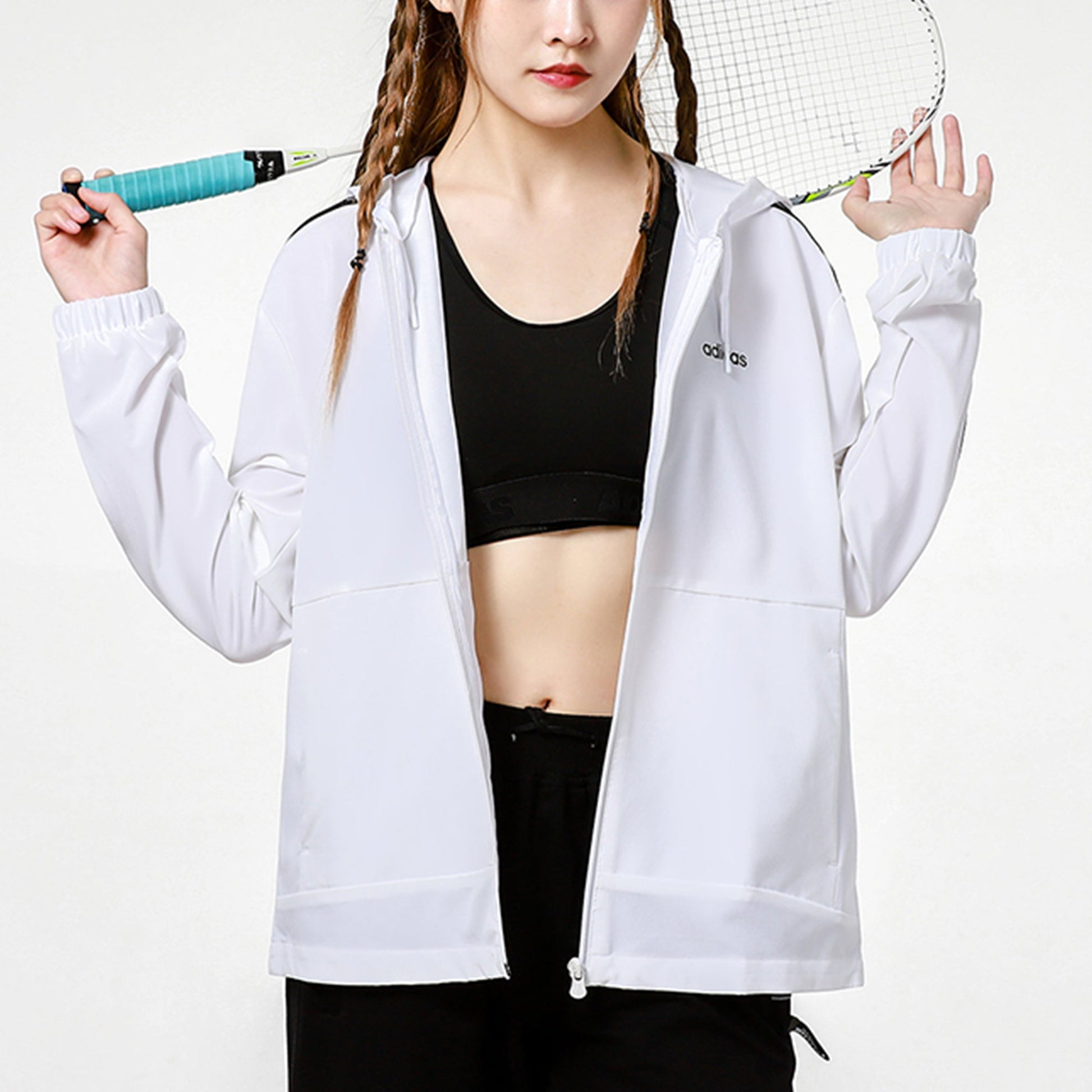 (WMNS) adidas neo Training Sports Stripe Loose Hooded Jacket White H36745