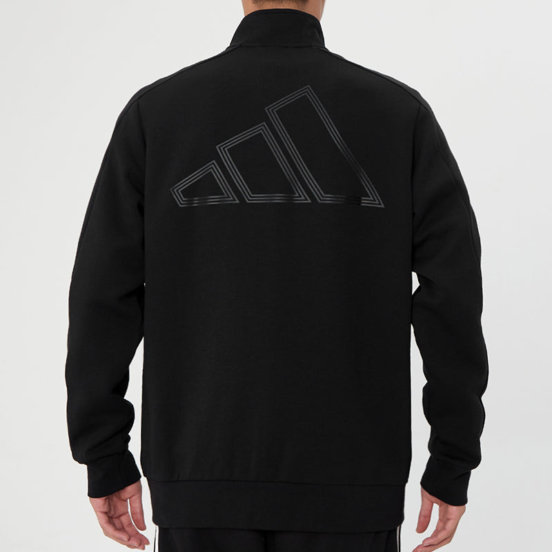 adidas Fi Kn Tracktop Logo Printing Stripe Stand Collar Jacket Black H40196