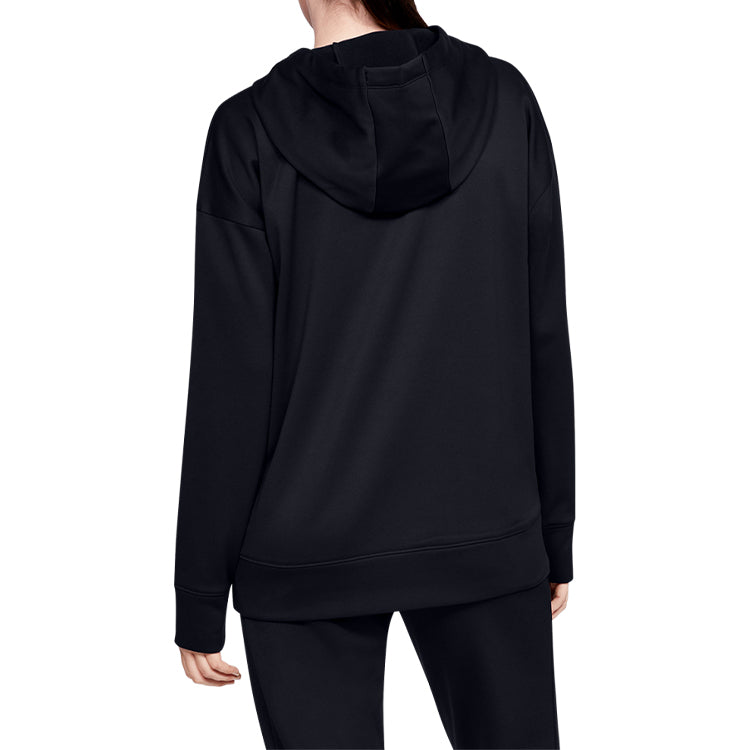 (WMNS) Under Armour Fleece Chenille Logo Hoodie 'Black White' 1348246-002