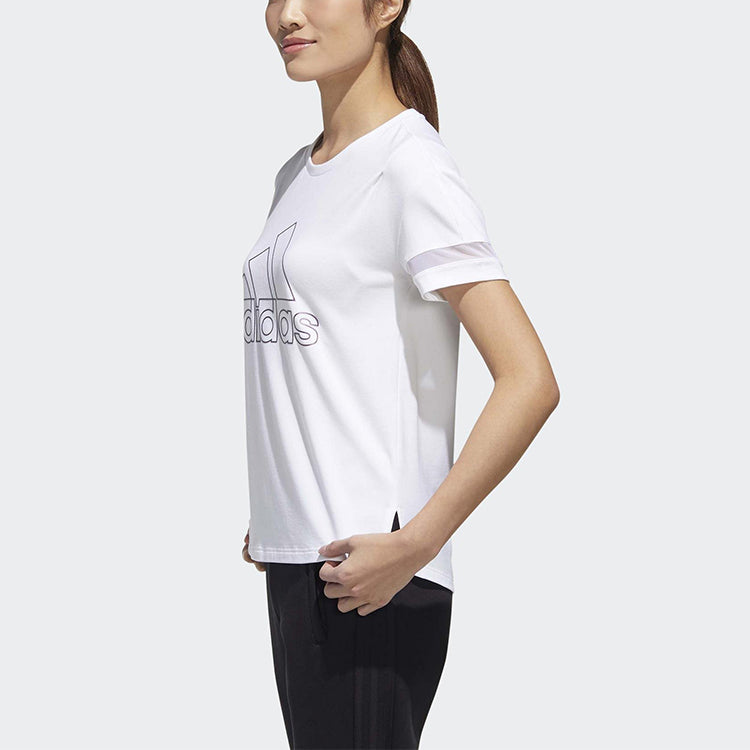 (WMNS) adidas Sports Stylish Round Neck Short Sleeve White GJ9022