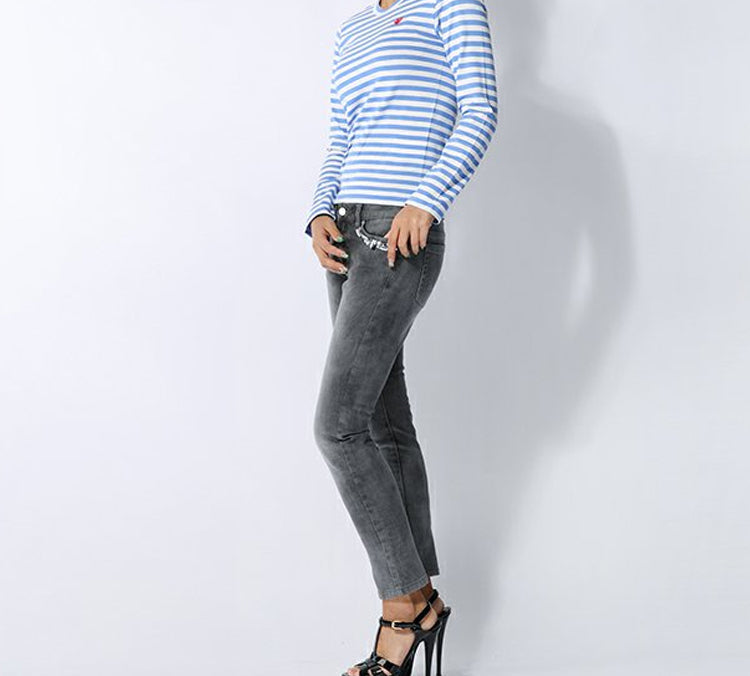 (WMNS) COMME des GARCONS PLAY Striped Long Sleeves Tee 'Blue' AZ-T217-051-1