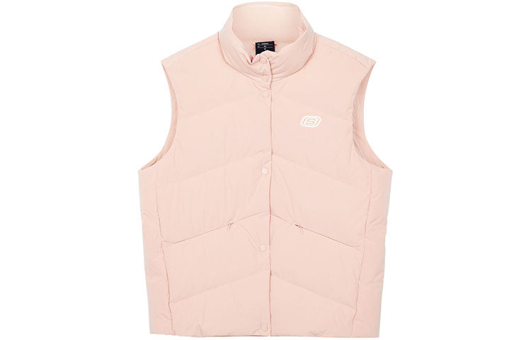 (WMNS) Skechers Letter Printed Down Vest 'Black Purple Pink' L421W110