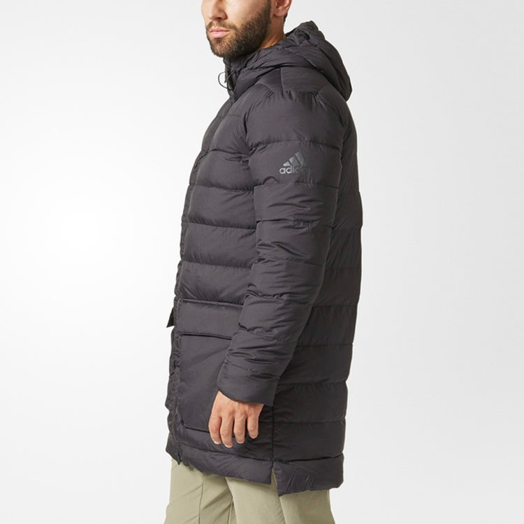 adidas Outdoor Stay Warm hooded mid-length Down Jacket Black BS0998