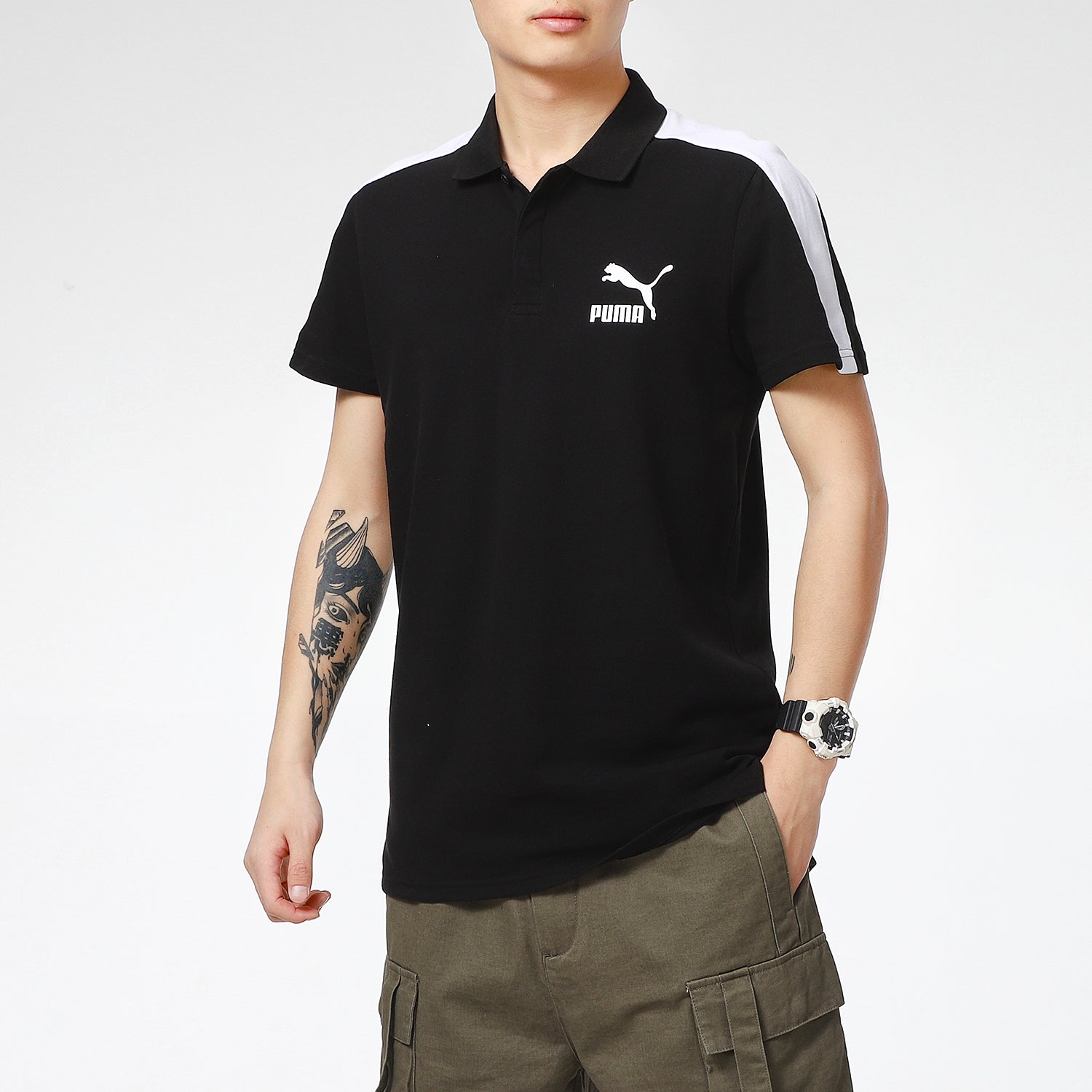 PUMA Iconic T7 Polo Shirt 'Black White' 532290-01